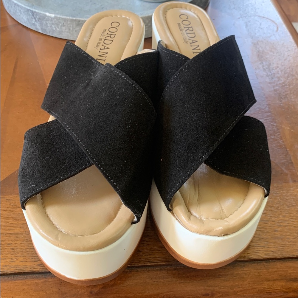 Cordani Black and Cream Cross-Strap Sandals